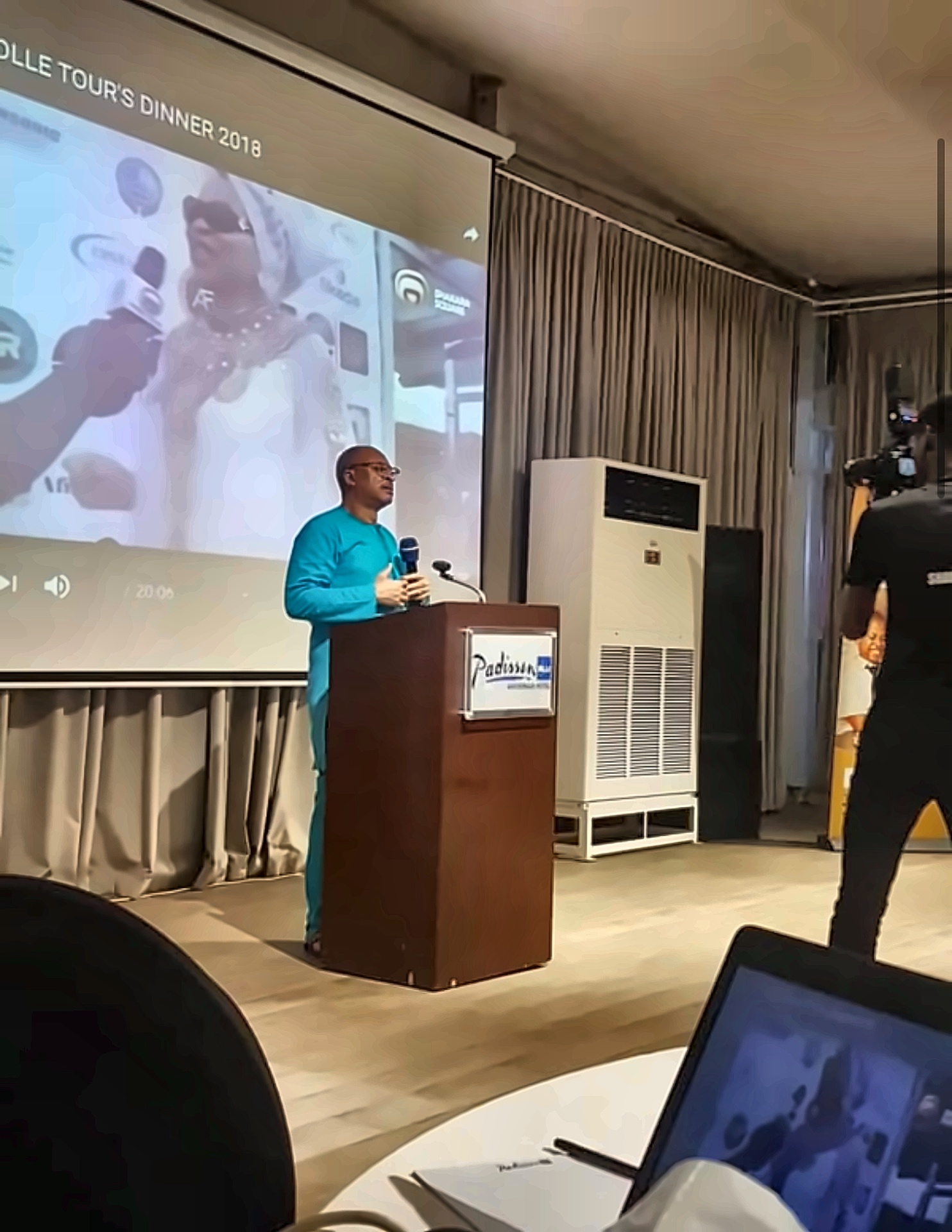 Pat Utomi speaking at the Kadville Business Connect summit at Radisson Blu hotel